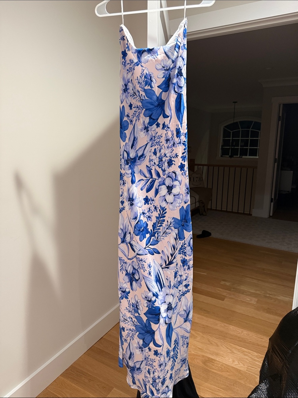 Dress Forum Blue and White Floral Maxi Slip Skirt